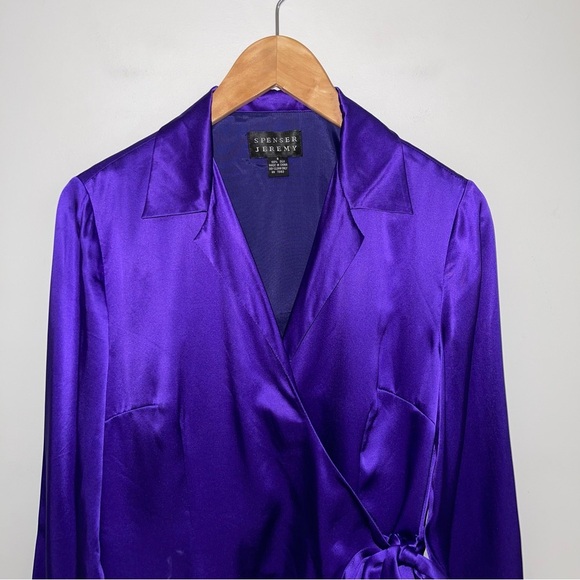 Spenser Jeremy Blouse Women’s Size 8 US Purple 100% Silk Vintage Wrap Style - Picture 3 of 10